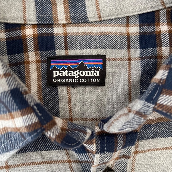 EUC - Patagonia Organic Cotton Plaid Gray  Flannel Button Up Sz M - Picture 3 of 6